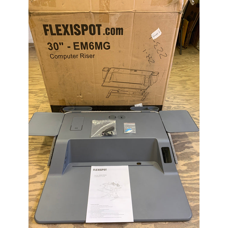 FlexiSpot Motorized Sit-Stand 30" Workstation w Side Storage GRAY EM6MG