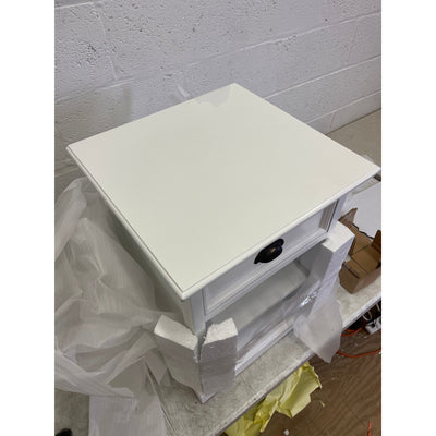 Novasolo Bedside Table w Shelves/ Drawer, Halifax Collection White 23 x 17 x 16"