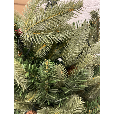 3 ft. Christmas Tree with Pinecones/Berries and Burlap Wrapped Stand - Pre Lit