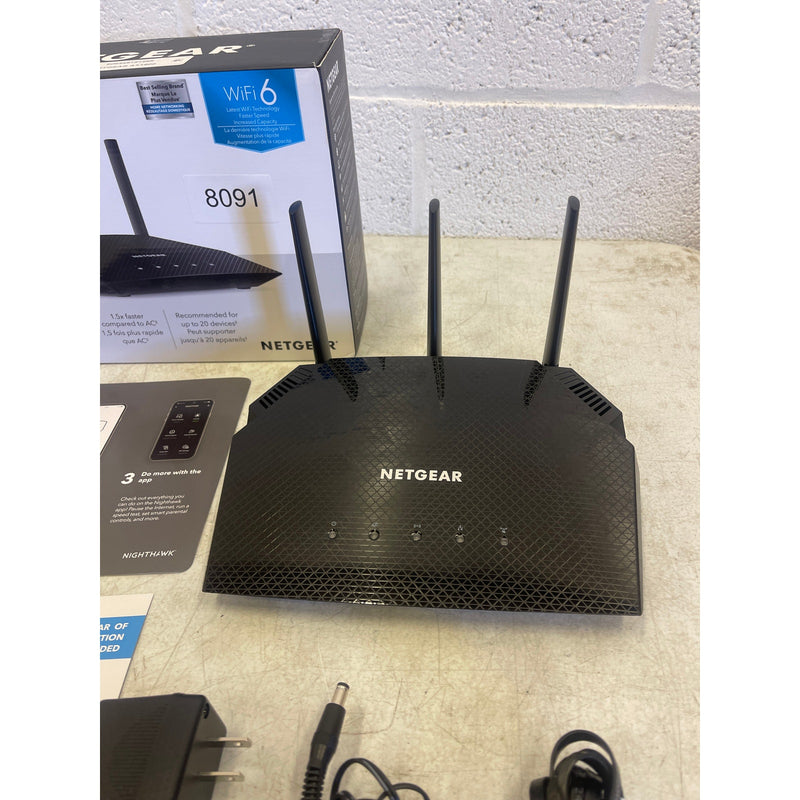 NETGEAR - AX1800 Wi-Fi 6 Router with Ethernet cable, Power adapter - Black