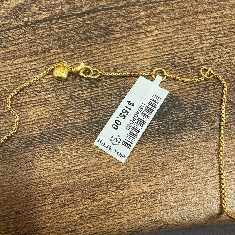 Julie Vos Rainbow Delicate Charm Necklace, 24K Gold Plated, Adjustable Pink Dawn