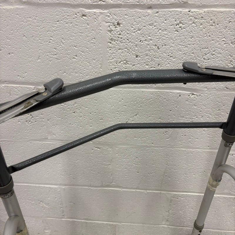 Trigger Release Folding Walker, 2 Wheels, Height Adjustable, Hand Grips - Gray