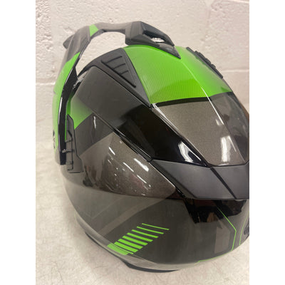 Casco de moto todoterreno ILM con visera solar integral, color verde y negro, talla XL