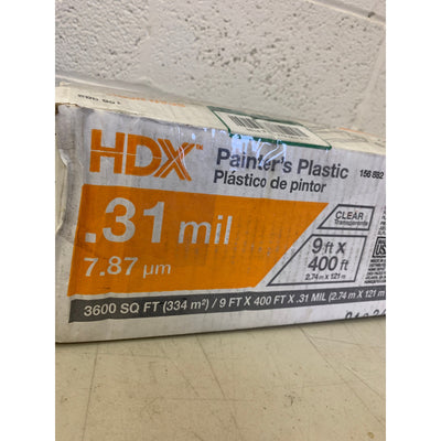 Plástico para pintores de alta densidad HDX de 9 pies x 400 pies y 0,31 milésimas de pulgada