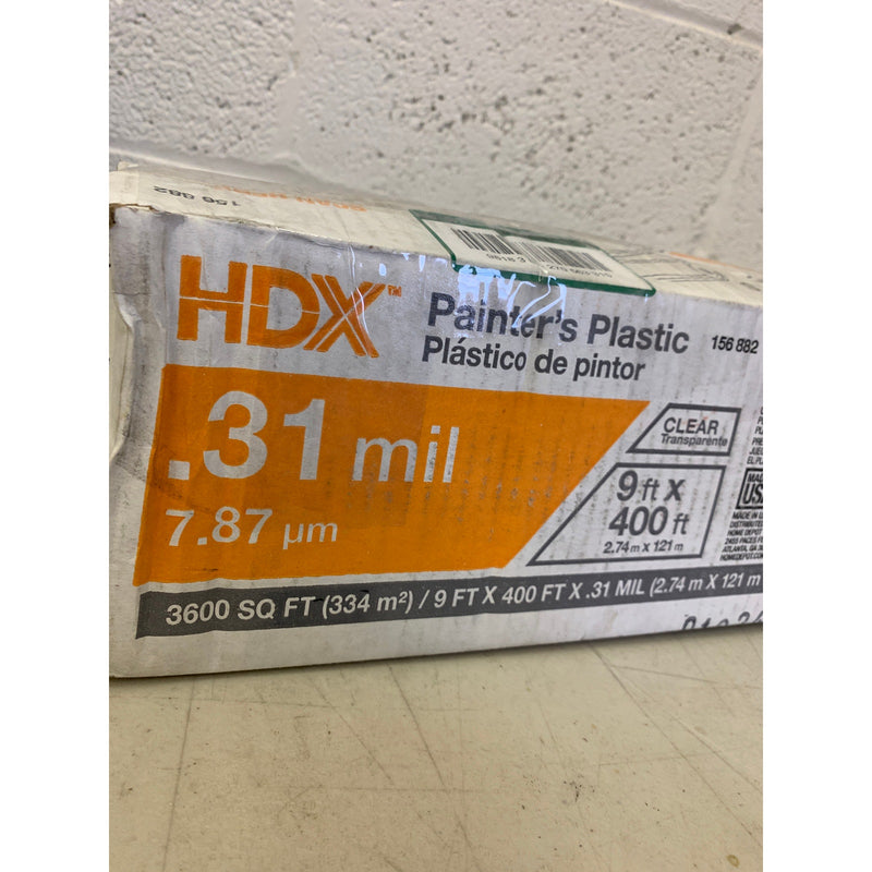 Plástico para pintores de alta densidad HDX de 9 pies x 400 pies y 0,31 milésimas de pulgada