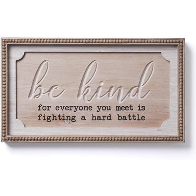 HONCOEN Wooden Wall Decor Be Kind Art Home Indoor Figurine Crafts 21x12inch