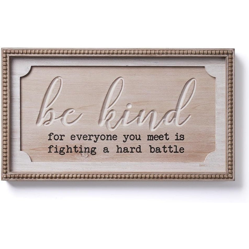 HONCOEN Wooden Wall Decor Be Kind Art Home Indoor Figurine Crafts 21x12inch