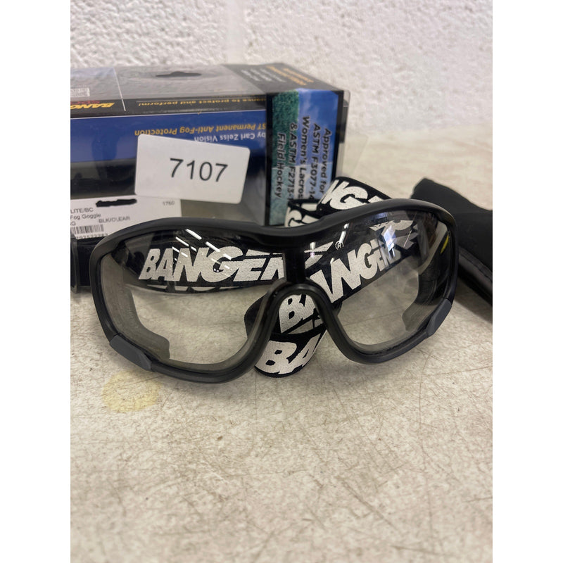 Bangerz Sports Eye Protection HS-Elite PERMANENT AntiFog Black Frame, Clear Lens