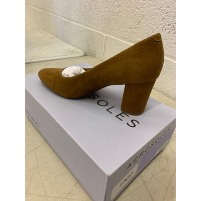 Aerosoles Shoes Betsy Women's Almond Toe Pump Tobacco Suede 5.5 Medium