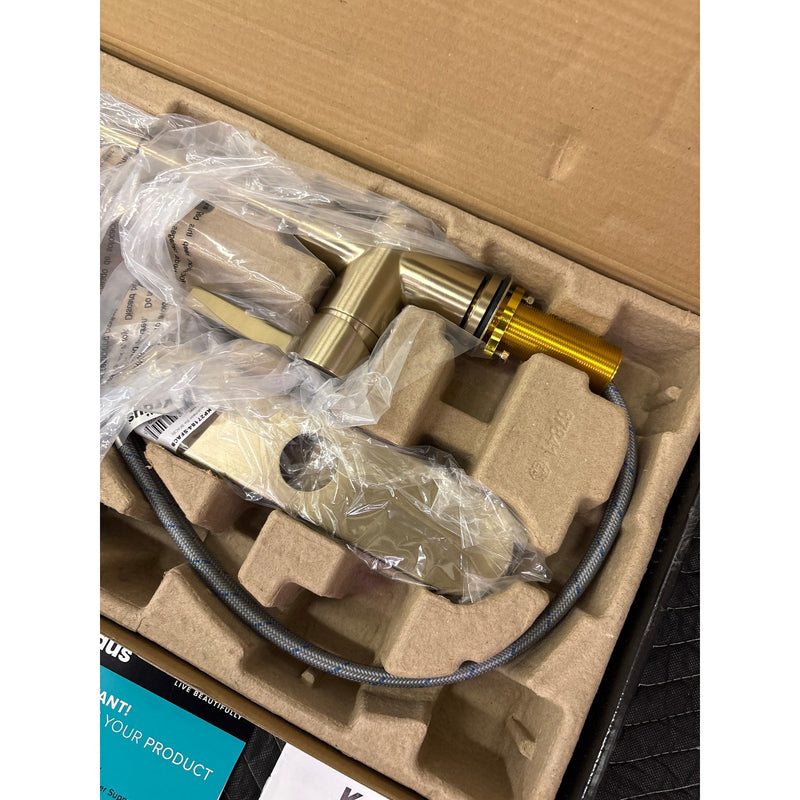 KRAUS Britt Commercial Style Pre-Rinse Kitchen Faucet with Deck Plate - Gold