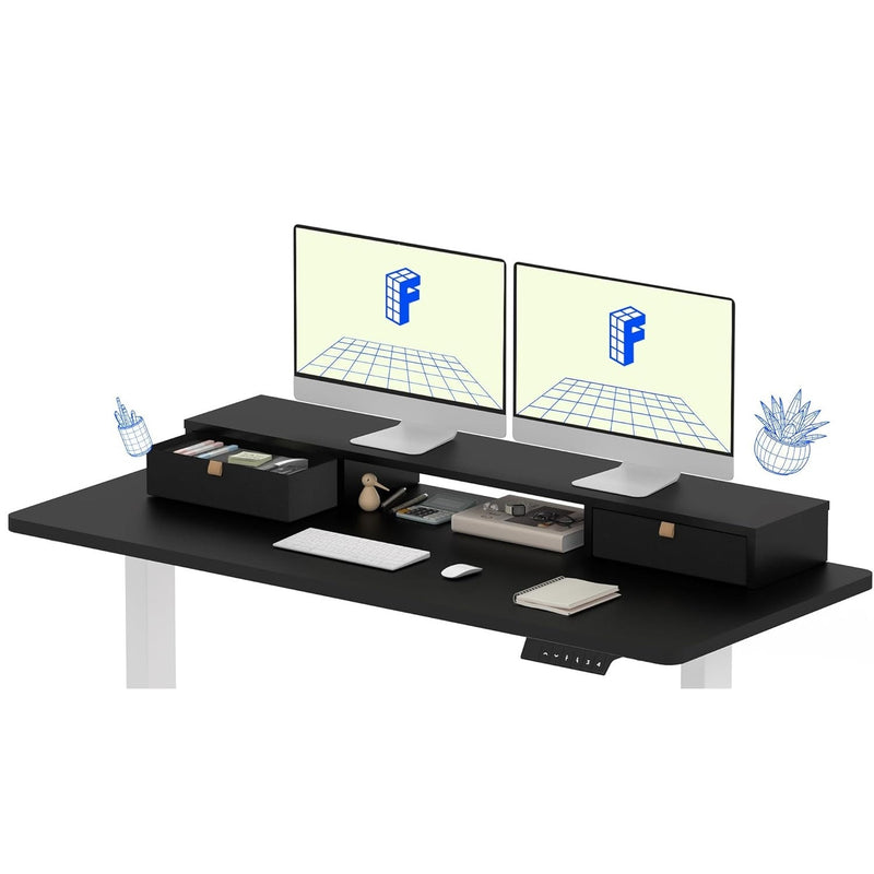 TOP ONLY FLEXISPOT Standing Desk Top w Drawers Solid 1-Piece 55"x28" Black