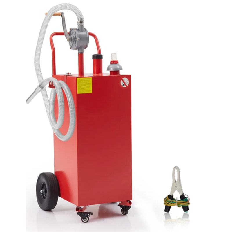 GARVEE 40-Gal Gas Caddy with Pump, No Front Wheels, Fuel Storage - Red