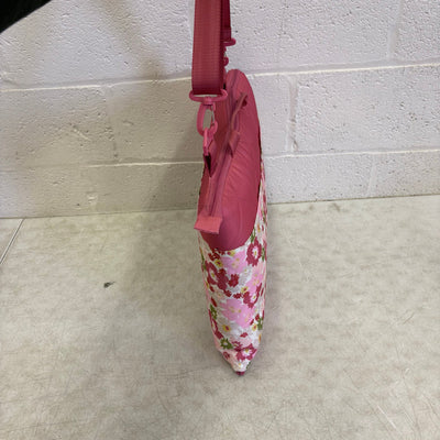 58"x70" Stadium Blanket Folds Easy to Carry Bag w Shoulder Strap, Pink Flowers
