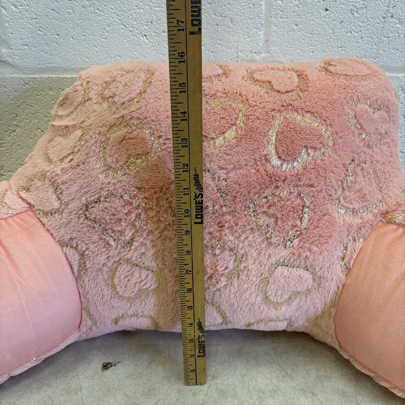 UGG Plush Backrest Pillow, 32"W x 16"H Reading Pillow Soft - Pink w Heart Design