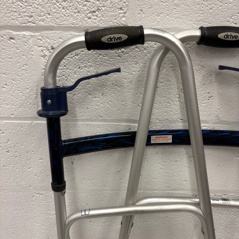 Drive Medical Trigger Release Folding Walker, Brushed Steel, 2 Wheels, 10226-1