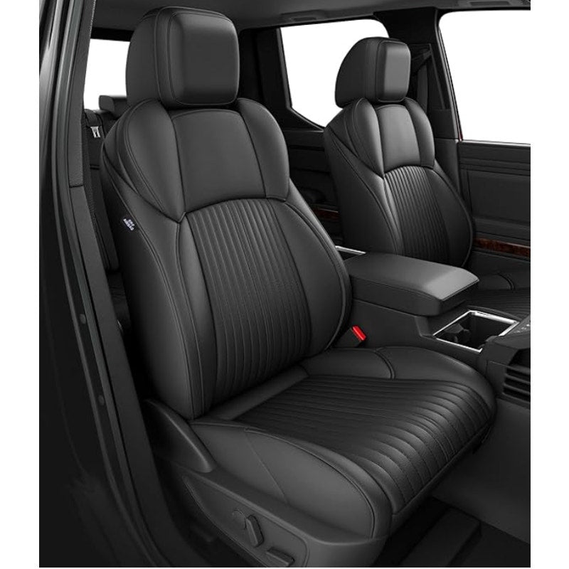 FREESOO Custom Fit Leather Tacoma Seat Covers Full Set Gen 4 2024-2025, Black