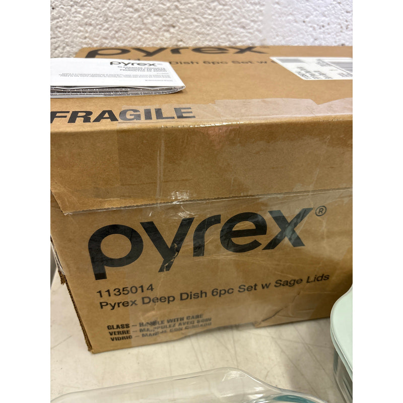 3-Pack Pyrex Deep Glass Baking Dish Set 9"x13", 7"x11", 8"x8" BPA-Free Lids