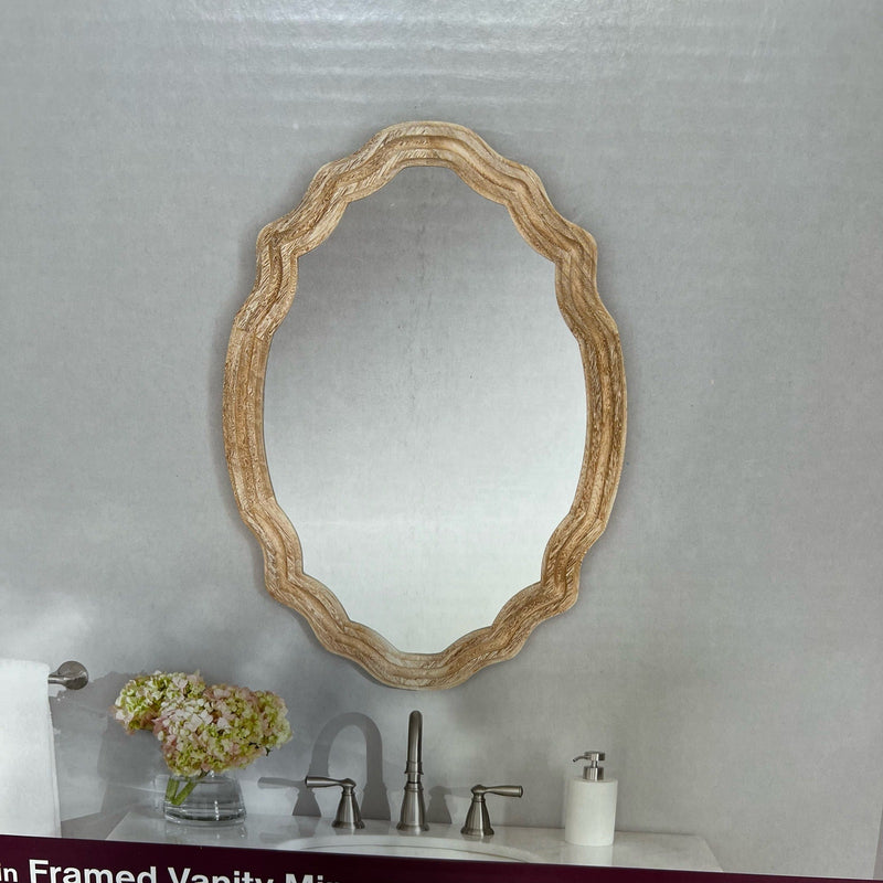 Home Decorators 24" W x 34" H Wall Bathroom Vanity Mirror Oval Wood Framed