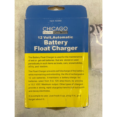 CHICAGO 12 V AUTOMATIC BATTERY FLOAT CHARGER For Flooded or Gel-Cell Batteries