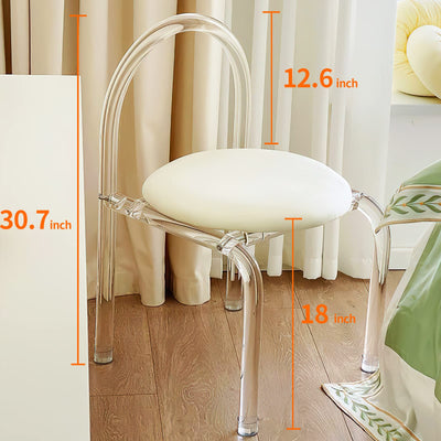 Cenozo Modern Minimalist Vanity Chair Clear Acrylic w/ Velvet Seat Cushion Cream
