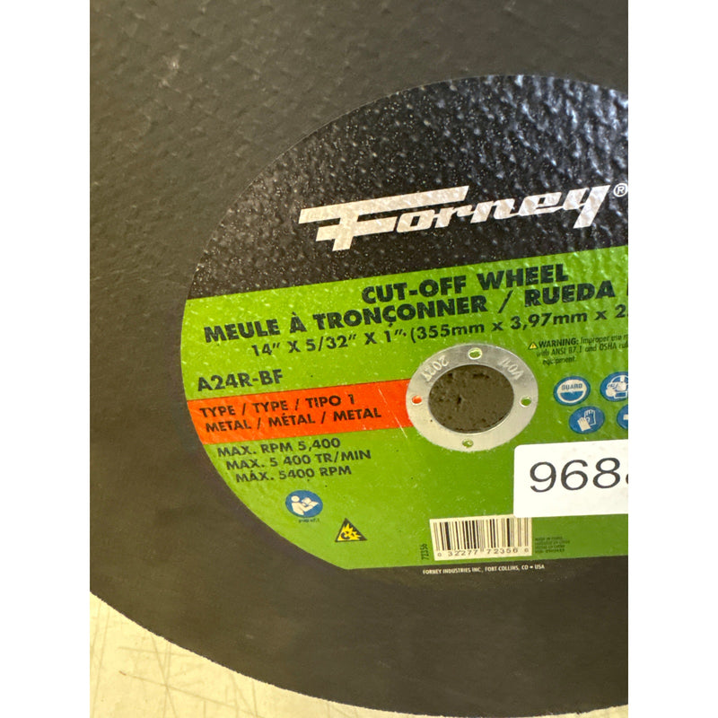 Forney 14 in Aluminum Oxide Metal Cutting Wheel 5/32 in. Thick x 1 in. 1 pc READ