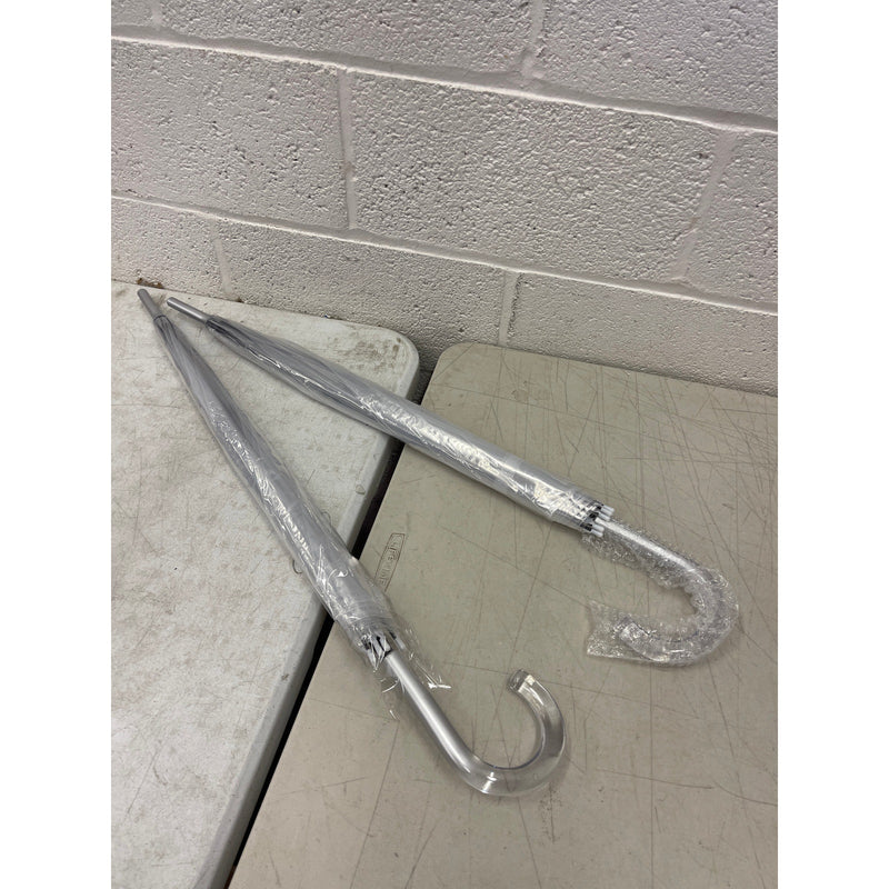 Pack of 2 - 46" Clear Bubble Umbrellas Auto Open Windproof with European J Hook