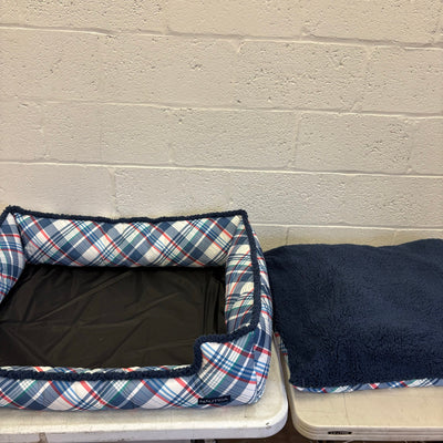 Nautica Rectangle Pet Bed 36" x 30" x 9" Dog Bed Plaid Multicolor Design - Large