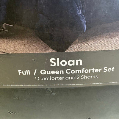 UGG Sloan Queen Comforter Set w 2 Shams, Soft Bedding Reversible - Navy Blue