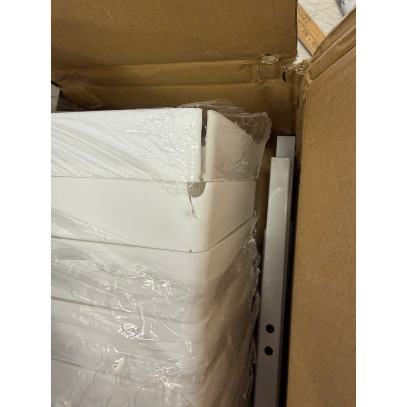 VGMiu 3-Tier Metal Flower Stand with 12 Buckets, Wheels & Brakes, White, Damaged