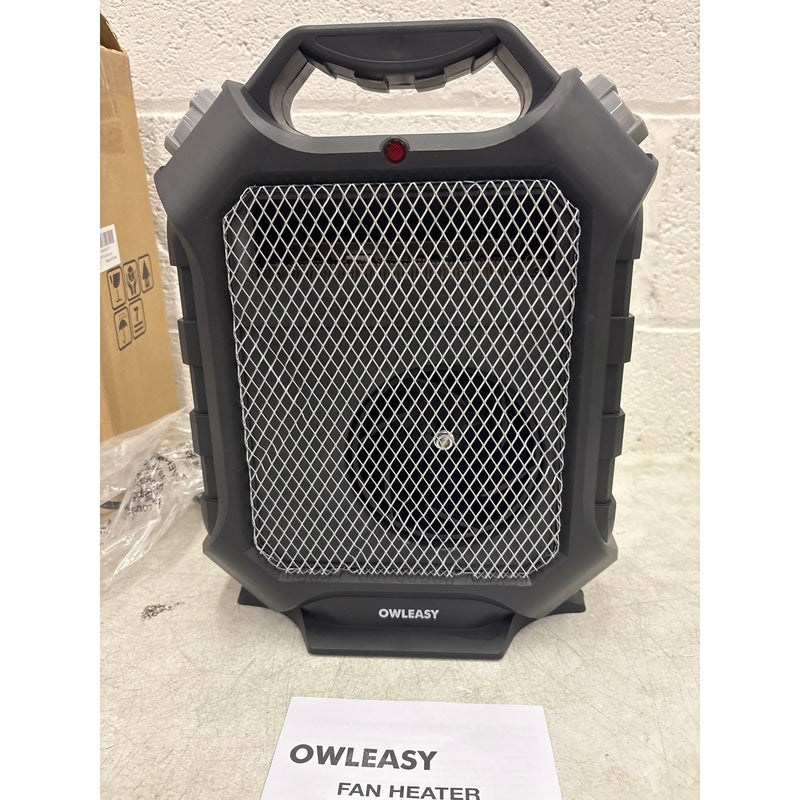 Owleasy Fan Heater Adjustable 750/1500W, Small Portable Heater - Black 120V