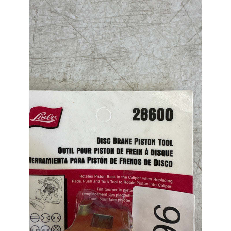 Lisle Disc Brake Piston Tool Used to Rotate Piston Back in Brake Caliper 28600