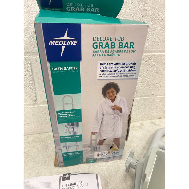 Medline Bathtub Grab Bar Microban – Bathroom Wall Support Handle, Non-Slip GRAY