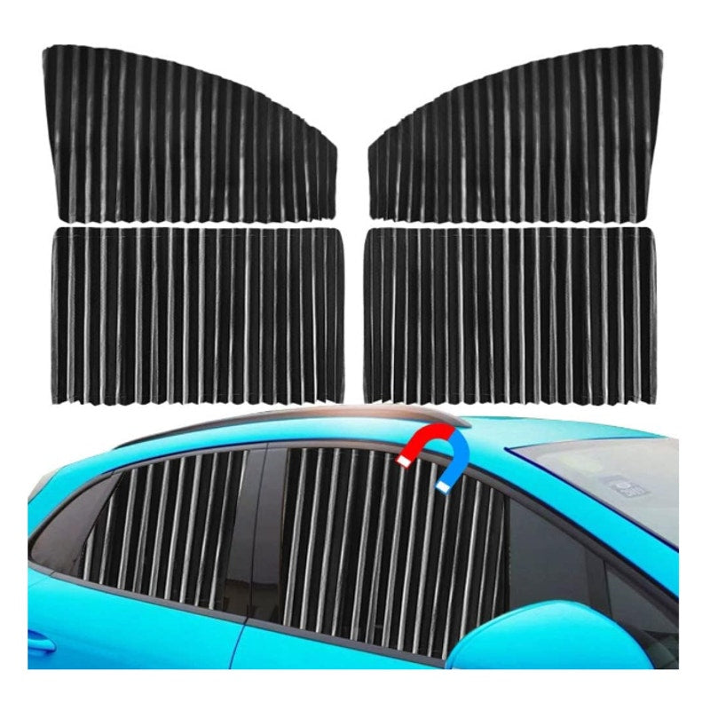 4-Piece Car Window Shade Side Sun Curtain Magentic, Privacy Front&Back, Black