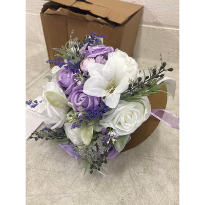 12 Inch Cascade Wedding Bouquet for Bride, Purple & Lavender Bridal Bouquet