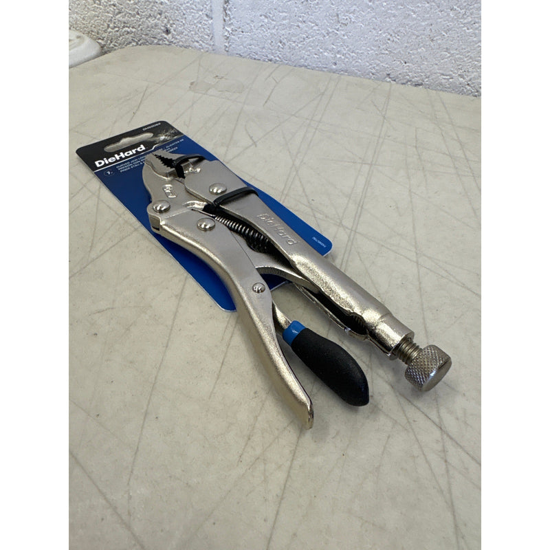 DieHard Curved Jaw Locking Pliers 7", Knob to Adjust Pressure, Resists Corrosion