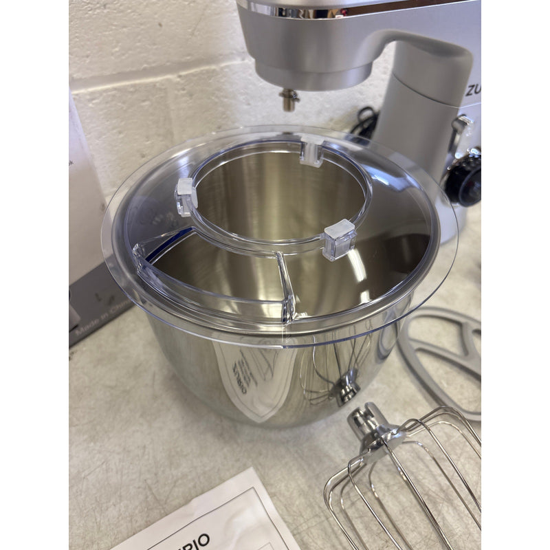 Zurio Stand Mixer with Egg Whisk, Flat Beater & Dough Hook - SM-1531NP, Silver