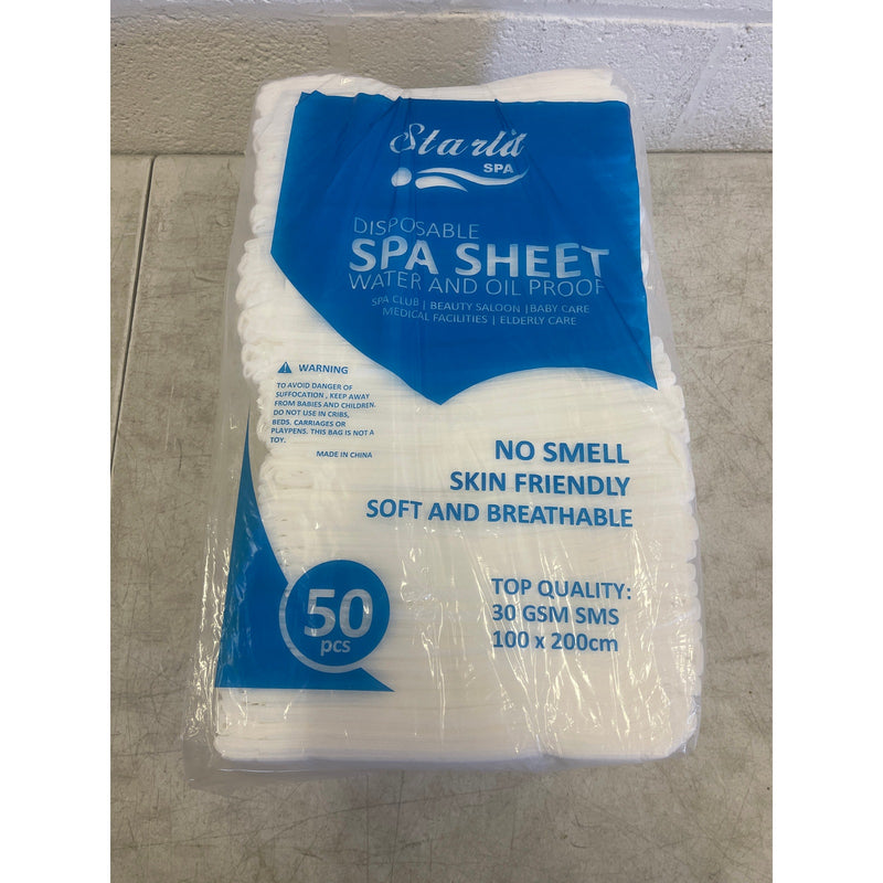 Starlit Disposable Sheets 50pcs 39"x79" SMS Material Water Resistant - White