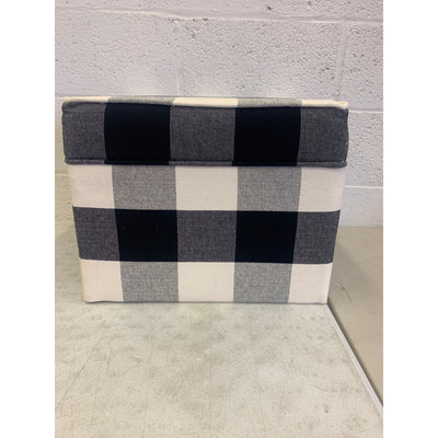 Classic Square Storage Ottoman with Lift Off Lid Checkered Cream, Black, & Gray 17.5"x17.5"x16.5"H