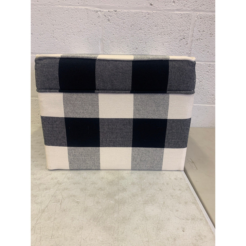 Classic Square Storage Ottoman with Lift Off Lid Checkered Cream, Black, & Gray 17.5"x17.5"x16.5"H