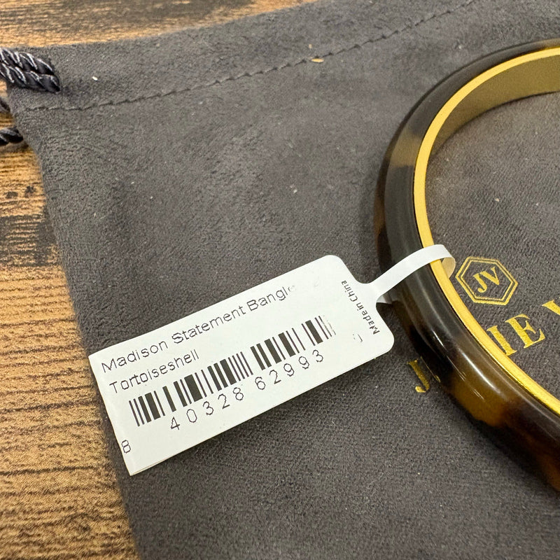 Julie Vos Madison Statement Bangle Carnaby Gold & Acrylic Tortoiseshell - Medium