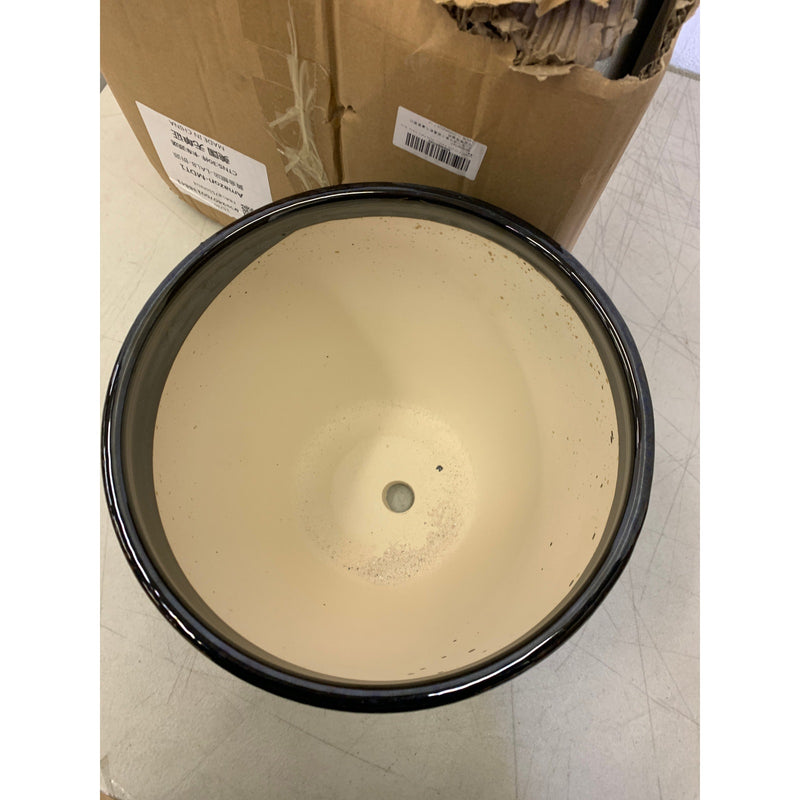 10" x 10" x 8.6" Ceramic Planter Pot Round Plant Pot for Indoor Plants Shiny Blue