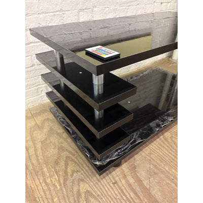 Coffee Table 39.5" L x 20" H x 20" W TV Stand, with LED Light & Remote Black