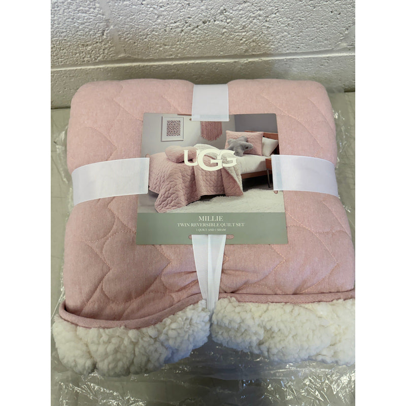 UGG Millie Plush Reversible Quilt Set, 1 Quilt & 1 Sham, Twin - Pink Shell