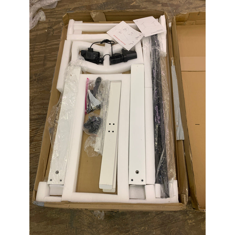 Flexispot Gaming/Office Standing Desk Brown w White Metal Frame QS1M-1160 SEE DETAIL