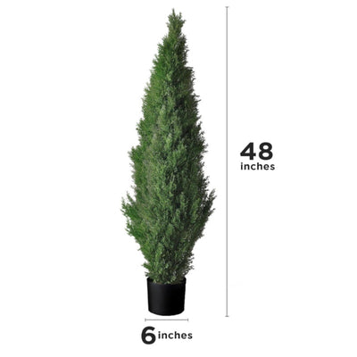 Tresil Two-Pack 4-Feet Artificial Cedar Tree with Pot, Home Decor, Plants, Green