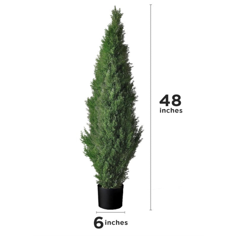 Tresil Two-Pack 4-Feet Artificial Cedar Tree with Pot, Home Decor, Plants, Green