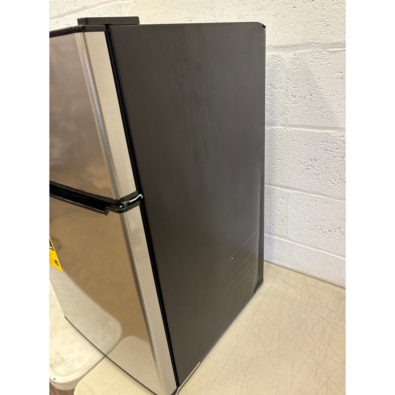 DENTED Whirlpool 3.1 cu ft Mini Refrigerator Stainless Steel 2 Shelves & Freezer