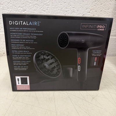 INFINITIPRO by CONAIR DigitalAIRE Hair Dryer w Diffuser; 3 Heats & Speeds- Black