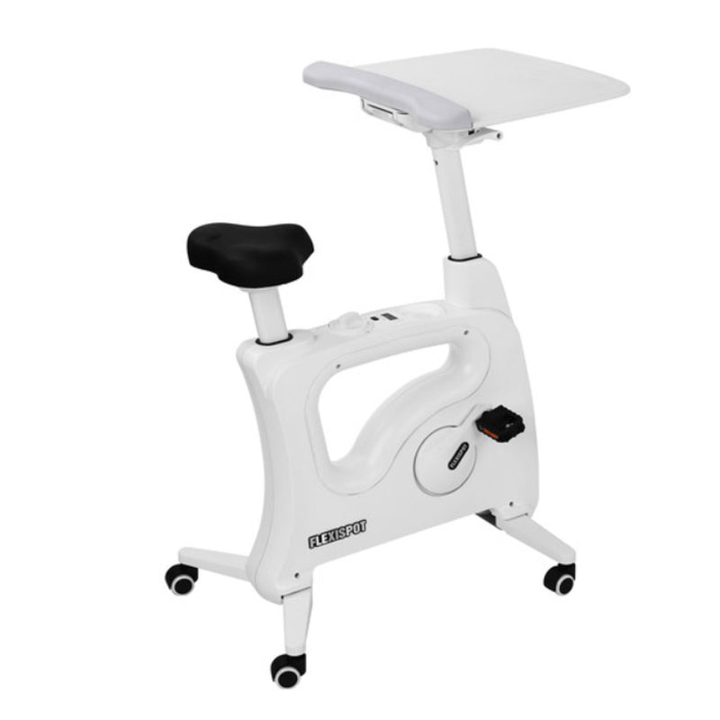 FLEXISPOT Stationary Exercise Bike with Desktop, Adjustable, V9 - White, READ