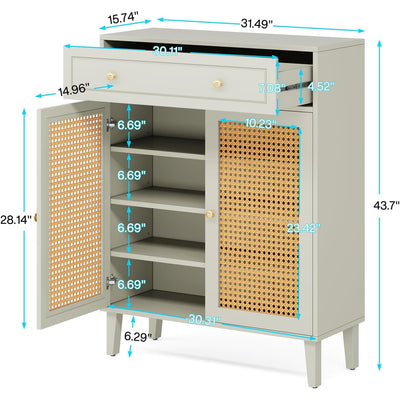 Tribesigns Storage Floor Cabinet w 2-Doors, 6-Shelf, 1-Drawer, Mint Green